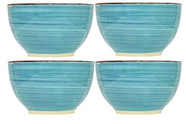 Royal Norfolk Turquoise Swirl Stoneware Bowls  5 12 Set of 4