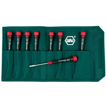 Wiha 26596 Nut Driver Set Metric with Precision Soft PicoFinish Handle in Pouch 8 Piece