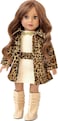 Fashion Girl  3 Piece 18 inch Doll Outfit  Cheetah Coat Ivory Dress and Ivory Boots  Doll Not Included