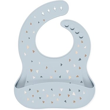 Simple Modern Silicone Bib for Babies Toddlers  Lightweight and Durable Baby Bibs for Eating with Food Catcher Pocket  Soft Silicone with Adjustable Fit  Bennett Collection  Gray Triangles