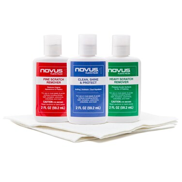 NOVUS PK12 Plastic Clean and Shine Fine Scratch Remover and Heavyscratch Remover and Polish Mates Pack 2 Ounce Bottles