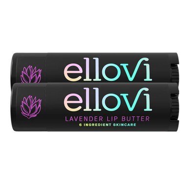 Ellovi Natural Lip Butter Lip Balm  Lavender  Pure Enough to Eat  Made With Just 6 Vegan Ingredients  100 Natural  Organic Moisturizing Lip Care for All Day Hydration 2Pack