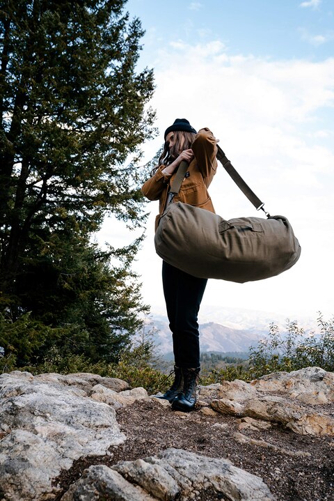 Stansport Zippered Canvas Deluxe Duffel Bag  OD Green 1236
