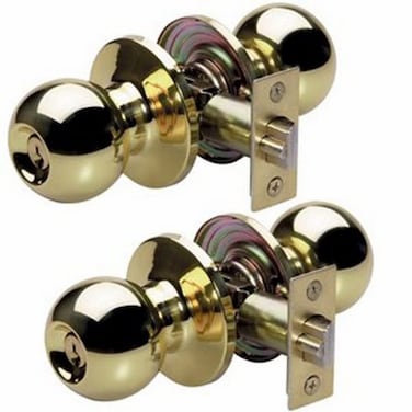 Master Lock Keyed Entry Door Lock Ball Style Knob Polished Brass BAO0103T Pack of 2Keyed Alike