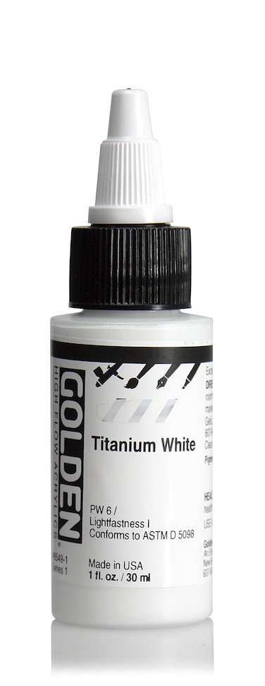 High Flow Acrylics by GOLDEN Titanium White 1 fl oz Bottle Professional Acrylic Paint SemiOpaque
