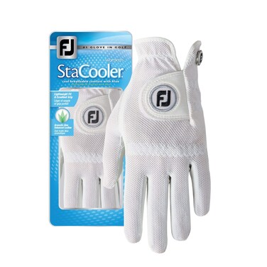 FootJoy Womens StaCooler Golf Glove Pearl Medium Worn on Left Hand