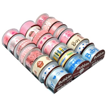Morex Ribbon Bobbin Ribbon for Scrapbooking Welcome Baby 24Pack Pastel Small
