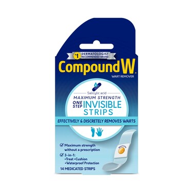 Compound W Maximum Strength One Step Invisible Wart Remover Strips 14 CT