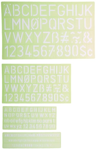 Alvin 4Piece Lettering Stencil Template Set Drawing and Tracing Tools