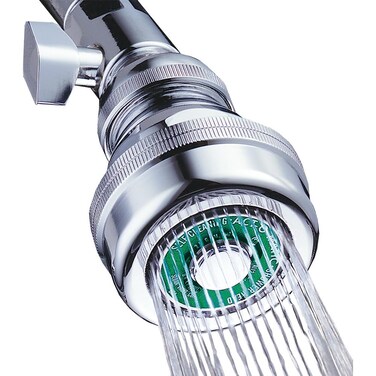 Sloan AC11 ActOMatic Volume Control Showerhead 25 GPM Flow Rate  Standard with Thumb Screw Fingertip Control SelfCleaning Spray Disc Polished Chrome Finish 4020100