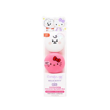 The Creme Shop x Hello Kitty x BT21 Baby Vitamin E Shea Butter Natural Oils for Deep Moisturization Onthego Lip Care Solution Duo Macaron Lip Balm  RJ
