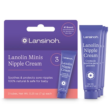 Lansinoh Lanolin Nipple Cream Safe for Breastfeeding Baby Breastfeeding Essentials 3 Mini Tubes Each 025 Ounces