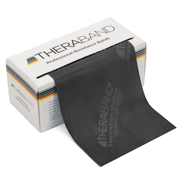 THERABAND Resistance Bands 6 Yard Roll Professional Latex Elastic Band For Upper  Lower Body Core Exercise Physical Therapy Pilates Home Workouts Rehab Black Special Heavy Level 6