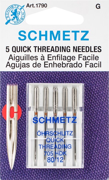EuroNotions Quick Self Threading Machine Needles Size 1280 5pkgSilver