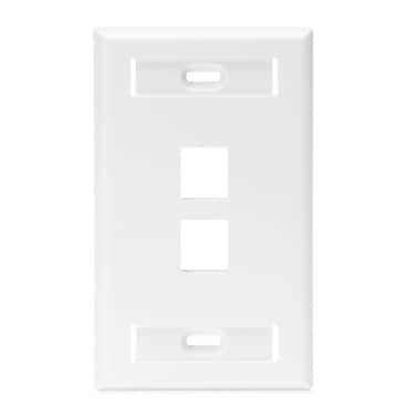 Leviton 420802WS QuickPort Wallplate w ID Window Single Gang 2Port White