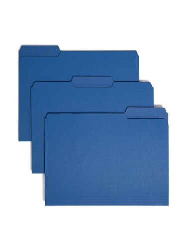 Smead Interior File Folder 13Cut Tab Letter Size Navy 100 per Box 10279
