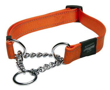 Rogz Utility Extra Large 1Inch Reflective Lumberjack Obedience HalfCheck Dog Collar Orange