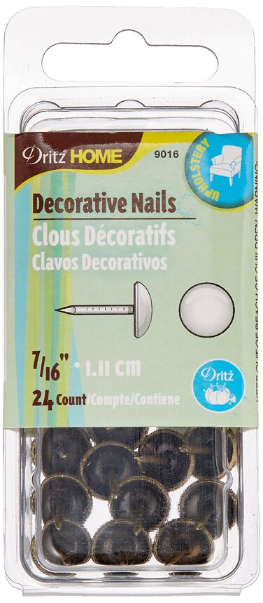 Dritz Home 9016 Smooth Decorative Nails 716Inch Antique Brass 24Piece