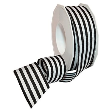 Morex Ribbon Polyester Grosgrain Striped Decorative Ribbon 20 Yard Black 112 in