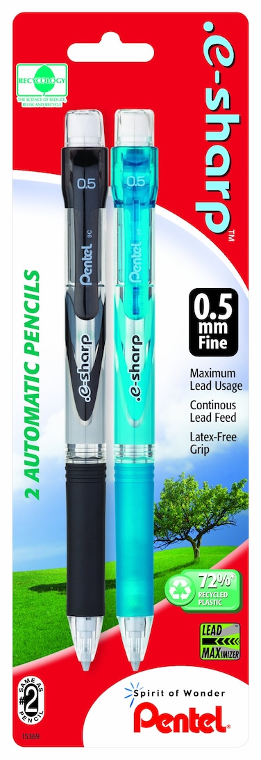Pentel esharp Automatic Pencil 05mm Assorted Barrels 2 Pack AZ125BP2MK6