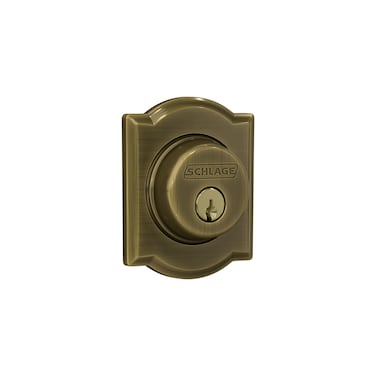 Schlage B60 N CAM 609 Deadbolt with Camelot Trim Keyed 1 Side Highest Residential Security Antique Brass