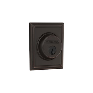 Schlage B60 N ADD 716 Deadbolt with Addison Trim Keyed 1 Side Highest Residential Security Aged Bronze
