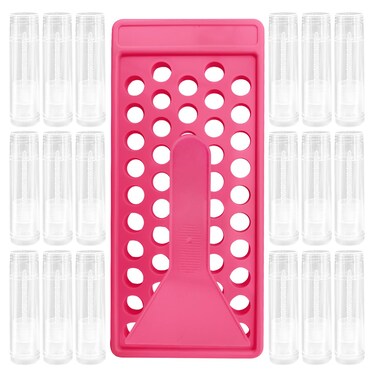 YouFuyi 50 Lip Balm Container Kit with Filling Tray and Spatula Round Tube Refillable Empty Tube 3 Colors 015 oz BPA Free for DIY Homemade Lipstick Lipstick 50 translucent kits