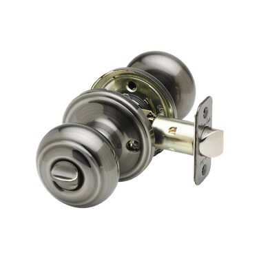 Copper Creek Antique Nickel Door Knobs  Round Colonial Knob with Privacy Locking Function for Home Improvement 1 Pack  Fits All Standard Doors  Locking Door Knob for Bedroom and Bathroom Use