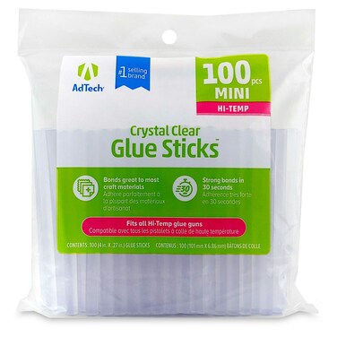 Adtech W22934ZIP100 Mini Hot Glue Sticks 1pack 100 pieces Clear