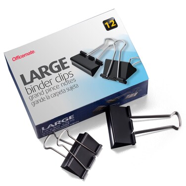 Officemate Large Binder Clips 2 inch Wide 1 inch Capacity Box of 12 99100