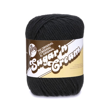 Lily 10200100002 Sugar N Cream The Original Solid Yarn 25oz Medium 4 Gauge 100 Cotton  Black  Machine Wash  Dry