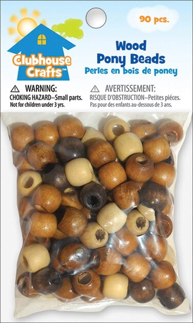 Clubhouse Crafts Wood Pony Beads 90Pkg