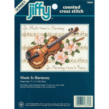 Dimensions Music is Harmony Violin 14 Counted Cross Stitch Craft Kit 7 x 5 Multicolor
