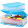 Enday Pencil Box Blue Large Capacity Plastic Double Deck Box with 12 Compartments Plastic Pencil Box with SnapTight Lid Hard Pencil Case Storage Organizer Pencil Boxes