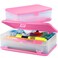 Enday Pencil Box Pink Large Capacity Plastic Double Deck Box with 12 Compartments Plastic Pencil Box with SnapTight Lid Hard Pencil Case Storage Organizer Pencil Boxes