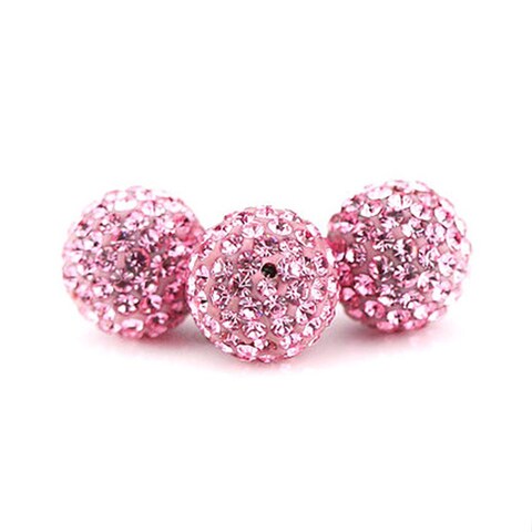 RUBYCA Pave Czech Crystal Disco Ball Clay Beads fit Shamballa Jewelry 20pcs 10mm Light Rose Pink
