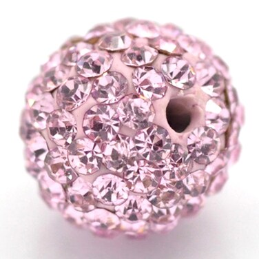 RUBYCA Pave Czech Crystal Disco Ball Clay Beads fit Shamballa Jewelry 20pcs 10mm Light Rose Pink