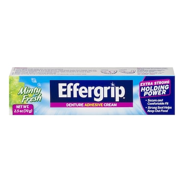 Effergrip Denture Adhesive Cream Extra Holding Power Minty Fresh 25 Ounces Each Value Pack of 2