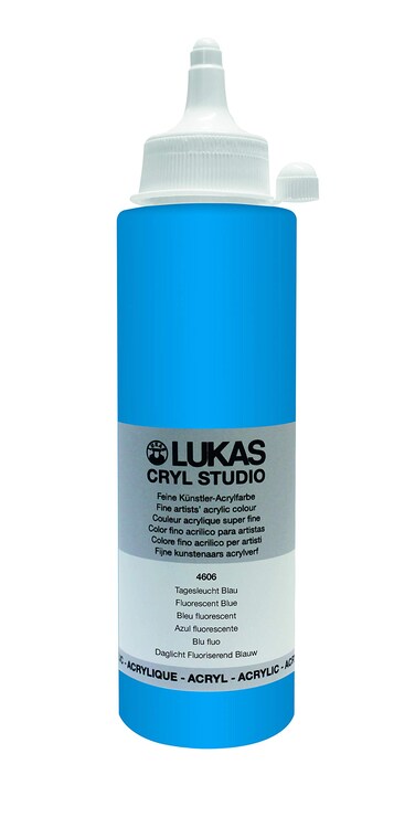 LUKAS CRYL Studio Artists Paint High Pigment Concentration Paint  250 ml Bottle  Fluorescent Blue