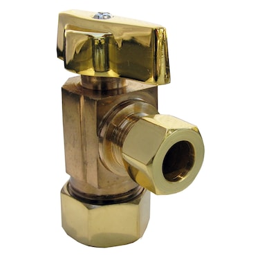 LASCO 069211PB Angle Stop Quarter Turn with 58Inch OD Compression x 38Inch OD Compression Polished Brass