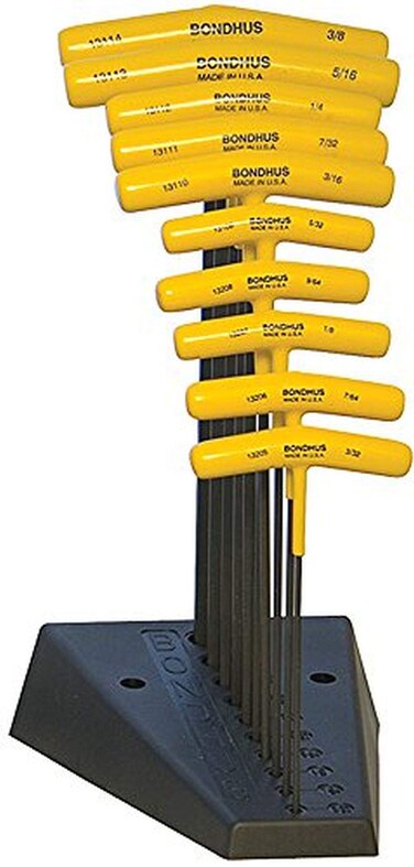 Bondhus 13190 Set of 10 Balldriver and Hex Thandles with Stand sizes 33238Inch