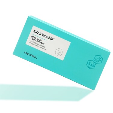REPIEL SOS Trouble Heartleaf Capsule Facial Sheet Mask Jelly Sheet Fermented with 100 Coconut Water Vegan  EcoFriendly Safe for Sesitive Skin Made in Korea 4 count Heartleaf Mask
