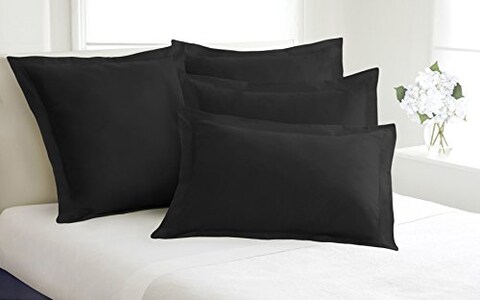 Fresh Ideas Poplin Tailored 2Pack Pillow Sham King Black FRE201XXBLAC09