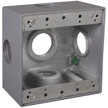 TayMac DD5100XS 412Inch X 412Inch Gang Weatherproof Box 1Inch Outlets Side Lug Gray