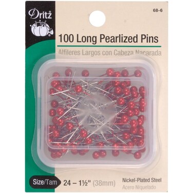 Dritz 112 Long 100 Count Red Pearlized Pins 112Inch