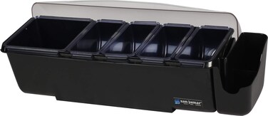 San Jamar Dome Garnish Center 5 Tray with Caddy for Kitchen Bar And Restaurants Plastic 8 Pints Black