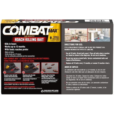Combat Max 12 Month Roach Killing Bait Small Roach Bait Station ChildResistant 18 Count
