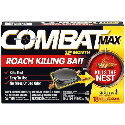 Combat Max 12 Month Roach Killing Bait Small Roach Bait Station ChildResistant 18 Count