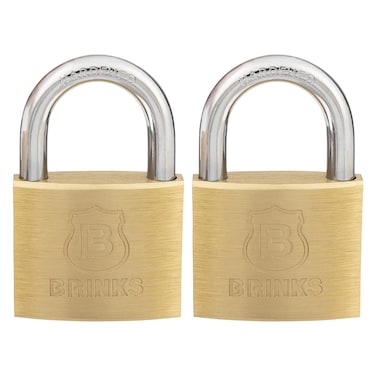 BRINKS  40mm Solid Brass Keyed Padlock with 78 Shackle Clearance 2Pack  Chrome Plated with Hardened Steel Shackle 17140202