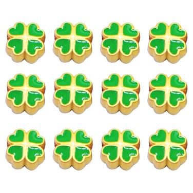 Yukfhgt Creative Shamrock Alloy Beads 12 Pcs Green Four Leaf Clover Beads Loose Spacers Beads for Bracelet Necklace Earrings Jewelry Making Beading Supplies